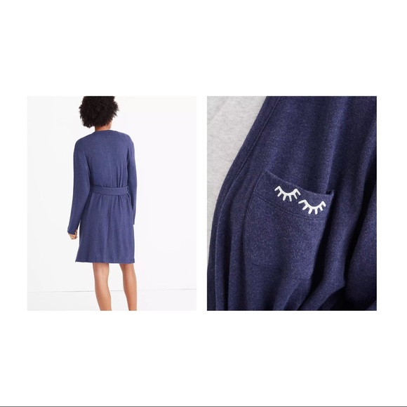 SOLD - Madewell Embroidered Robe -Heather Blue-M/L - Picture 3 of 9